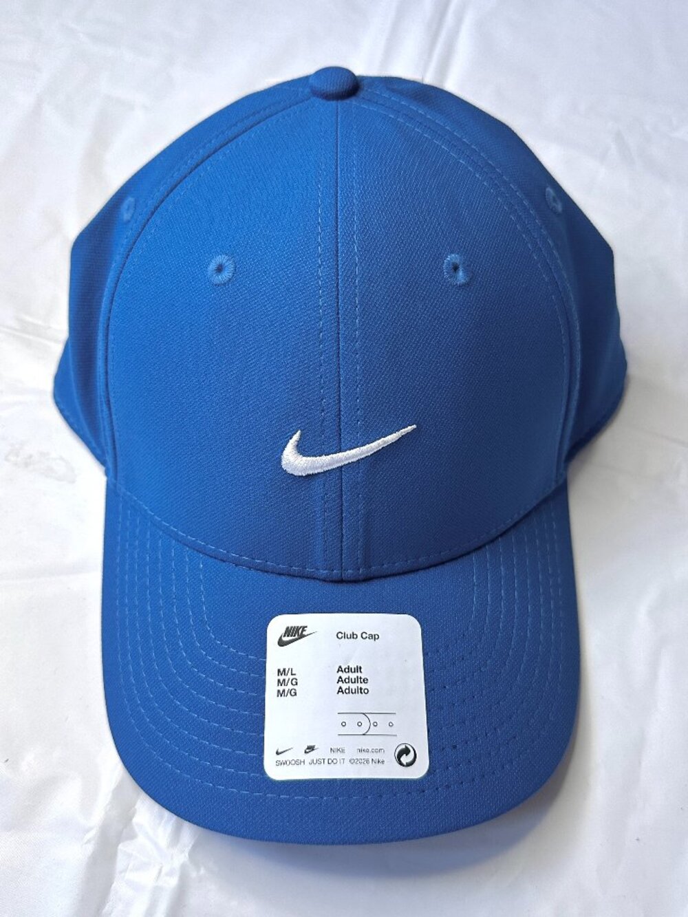Men's NIKE Originals Poly Blue Sport Cap Adjustable Hat Sz M/L Swoosh Athletic